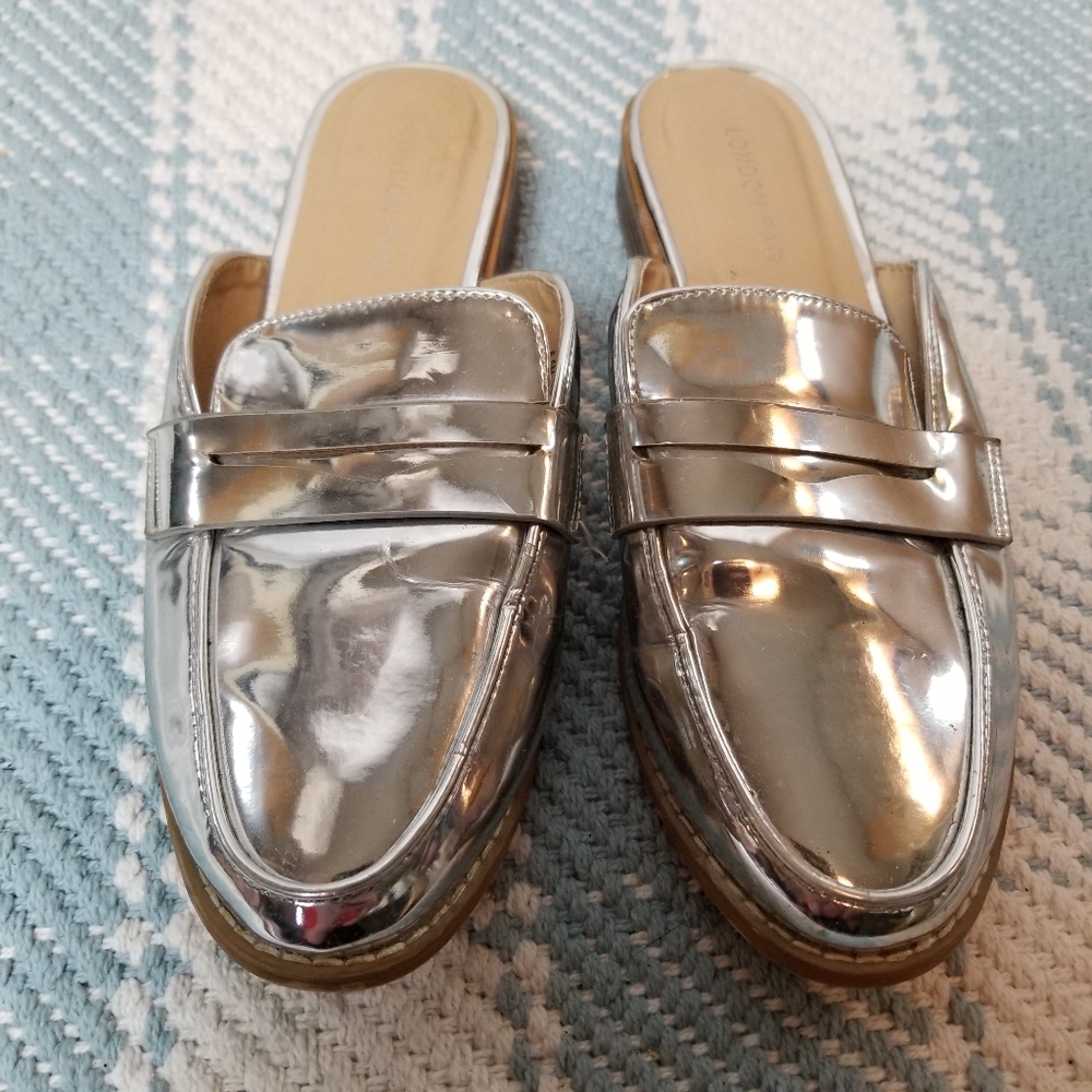 London Rag Metallic Mule Flats